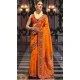 Orange Banarasi Silk Resham Work Designer Party Wear Saree - 11577201782