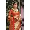Cream Banarasi Silk Resham Work Designer Party Wear Plus Size Saree - 11577201783