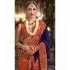 Navy Blue Banarasi Silk Resham Work Designer Party Wear Plus Size Saree - 11577201784
