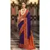 Navy Blue Banarasi Silk Resham Work Designer Party Wear Plus Size Saree - 11577201784