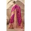 Georgette Zari Weaving Work Party Wear Plus Size Saree In Rani Pink - 11579201790