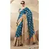 Georgette Zari Weaving Work Party Wear Plus Size Saree In Firozi Blue - 11579201791