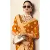 Georgette Zari Weaving Work Party Wear Plus Size Saree In Yellow - 11579201795