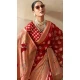 Georgette Zari Weaving Work Party Wear Saree In Red - 11579201796