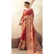 Georgette Zari Weaving Work Party Wear Saree In Red - 11579201796