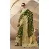 Georgette Zari Weaving Work Party Wear Plus Size Saree In Mehendi Green - 11579201797