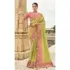 Light Green Tissue Silk Embroidery Butti Work Wedding Wear Plus Size Saree - 11615202161