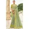 Light Olive Green Tissue Silk Embroidery Butti Work Wedding Wear Plus Size Saree - 11615202162