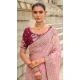 Baby Pink Tissue Silk Embroidery Butti Work Wedding Wear Saree - 11615202163