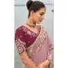 Mauve Tissue Silk Embroidery Butti Work Wedding Wear Plus Size Saree - 11615202164
