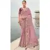 Mauve Tissue Silk Embroidery Butti Work Wedding Wear Plus Size Saree - 11615202164