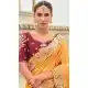 Mustard Tissue Silk Embroidery Butti Work Wedding Wear Saree - 11615202166