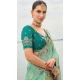 Mint Green Tissue Silk Embroidery Butti Work Wedding Wear Saree - 11615202168