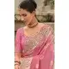 Pink Tissue Silk Embroidery Butti Work Wedding Wear Plus Size Saree - 11615202169