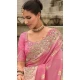 Pink Tissue Silk Embroidery Butti Work Wedding Wear Saree - 11615202169