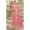 Pink Tissue Silk Embroidery Butti Work Wedding Wear Plus Size Saree - 11615202169