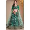 Art Silk Embroidered Designer Wear Plus Size Lehenga Choli In Rama Green - 11616202172