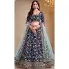 Art Silk Embroidered Designer Wear Plus Size Lehenga Choli In Navy Blue - 11616202174