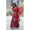 Georgette Jacquard Work Party Wear Plus Size Sharara Suit In Maroon - 11624202201