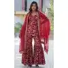 Georgette Jacquard Work Party Wear Plus Size Sharara Suit In Maroon - 11624202201