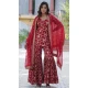 Georgette Jacquard Work Party Wear Sharara Suit In Maroon - 11624202201