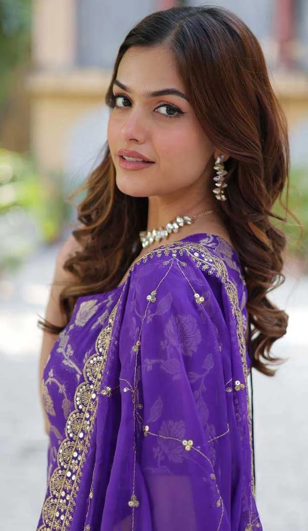 Georgette Jacquard Work Party Wear Sharara Suit In Purple - 11624202202
