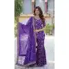 Georgette Jacquard Work Party Wear Plus Size Sharara Suit In Purple - 11624202202