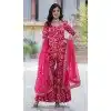 Georgette Jacquard Work Party Wear Plus Size Sharara Suit In Rani Pink - 11624202203