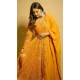 Mustard Faux Blooming Embroidered Anarkali Suit - 11629202226
