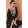 Georgette Embroidered Party Wear Palazzo Plus Size Salwar Suit In Black - 11580201800