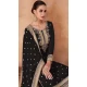Georgette Embroidered Party Wear Palazzo Salwar Suit In Black - 11580201800