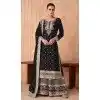 Georgette Embroidered Party Wear Palazzo Plus Size Salwar Suit In Black - 11580201800