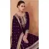 Georgette Embroidered Party Wear Palazzo Plus Size Salwar Suit In Wine - 11580201801