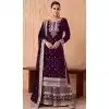 Georgette Embroidered Party Wear Palazzo Plus Size Salwar Suit In Wine - 11580201801