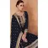 Georgette Embroidered Party Wear Palazzo Plus Size Salwar Suit In Navy Blue - 11580201802