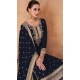 Georgette Embroidered Party Wear Palazzo Salwar Suit In Navy Blue - 11580201802