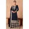 Georgette Embroidered Party Wear Palazzo Plus Size Salwar Suit In Navy Blue - 11580201802