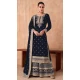 Georgette Embroidered Party Wear Palazzo Salwar Suit In Navy Blue - 11580201802