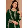 Green Faux Georgette Embroidered Pakistani Style Plus Size Palazzo Salwar Suit - 11581201803