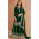 Green Faux Georgette Embroidered Pakistani Style Palazzo Salwar Suit - 11581201803