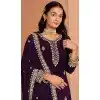 Purple Faux Georgette Embroidered Pakistani Style Plus Size Palazzo Salwar Suit - 11581201804