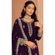 Purple Faux Georgette Embroidered Pakistani Style Palazzo Salwar Suit - 11581201804