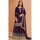 Purple Faux Georgette Embroidered Pakistani Style Palazzo Salwar Suit - 11581201804