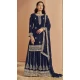 Navy Blue Faux Georgette Embroidered Pakistani Style Palazzo Salwar Suit - 11581201805