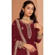 Maroon Faux Georgette Embroidered Pakistani Style Palazzo Salwar Suit - 11581201806