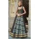 Green Smooth Silk Foil Print Work Wedding Wear Gown With Dupatta - 11627202212