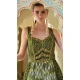 Mehendi Green Smooth Silk Foil Print Work Wedding Wear Gown With Dupatta - 11627202214