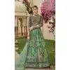 Mint Green Smooth Silk Foil Print Work Wedding Wear Gown With Dupatta - 11627202215