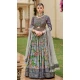 Grey Smooth Silk Foil Print Work Wedding Wear Gown With Dupatta - 11627202217