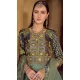 Green Smooth Silk Foil Print Work Wedding Wear Designer Gown With Dupatta - 11627202221